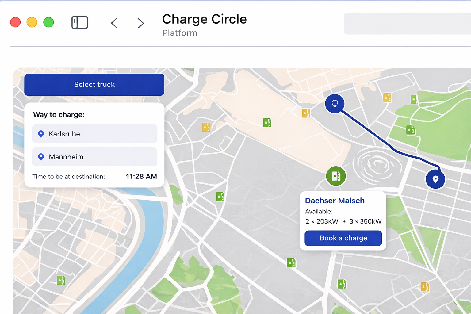 Find depot chargers on your route